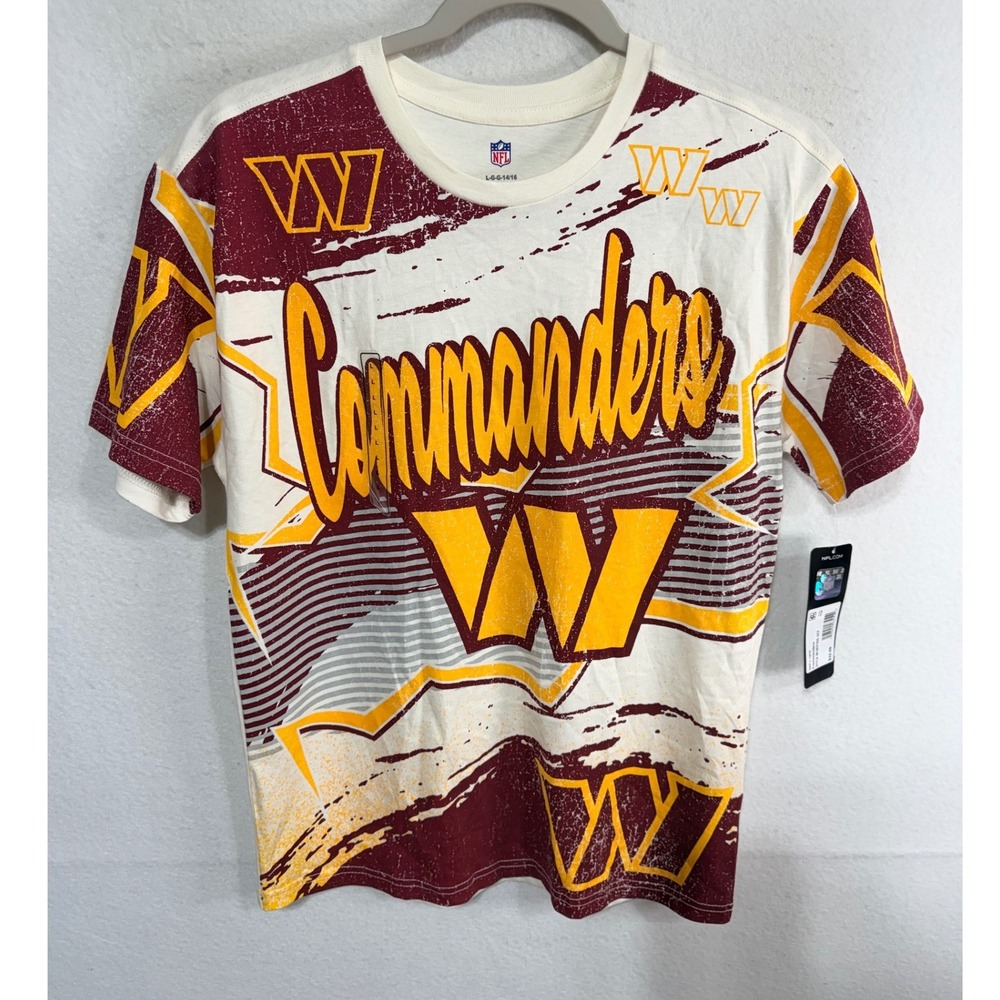 Washington Commanders Graphic Kids Youth L 14/16 White Burgundy NFL T-Shirt New
